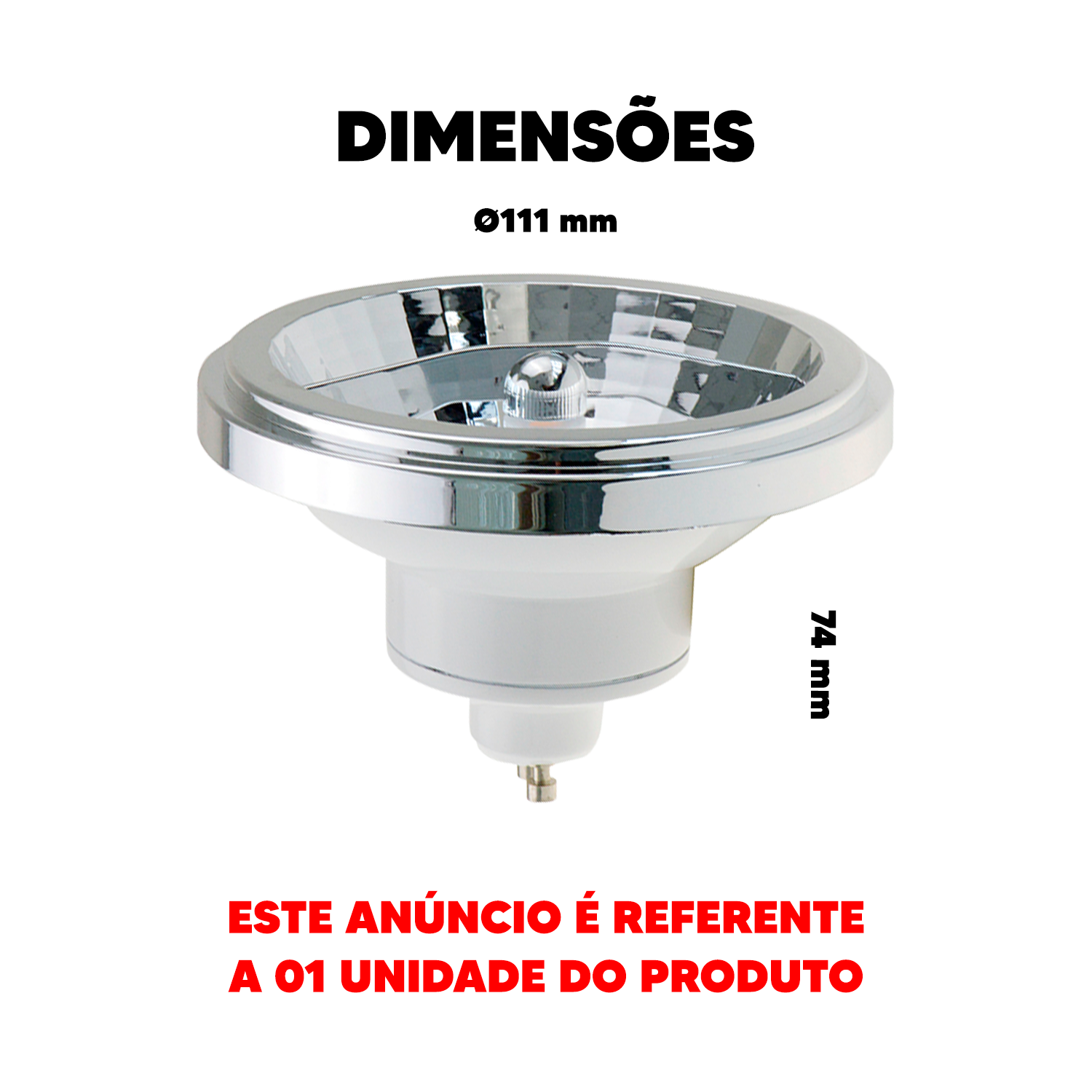Lâmpada Ar111 12w 2700k Branco Quente GU10 IP20 Bivolt Branco Avant