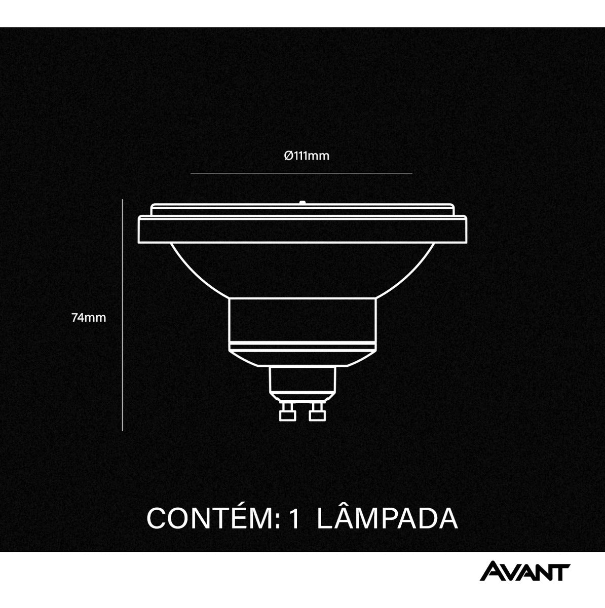 Lâmpada Ar111 12w 2700k Branco Quente GU10 IP20 Bivolt Branco Avant