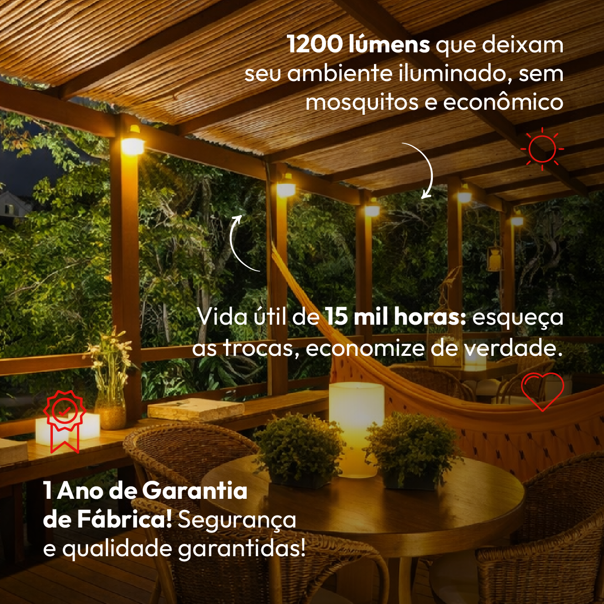 Lâmpada Led Pera Anti-Inseto 12w 3200k Amarelo E27 IP20 Branco Bivolt Avant