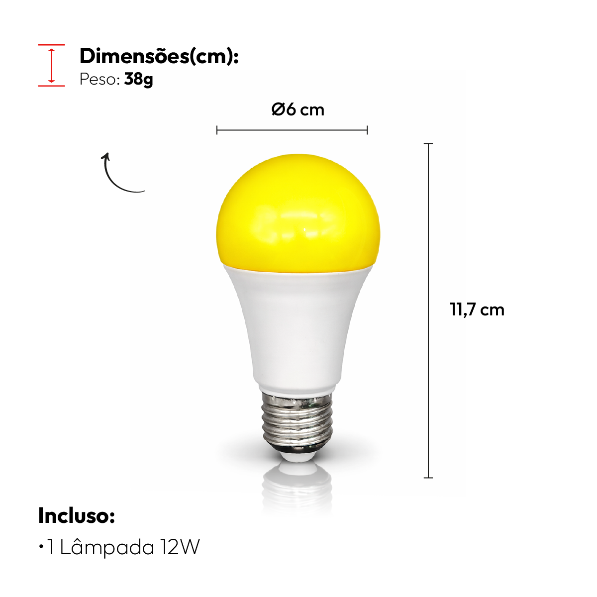 Lâmpada Led Pera Anti-Inseto 12w 3200k Amarelo E27 IP20 Branco Bivolt Avant