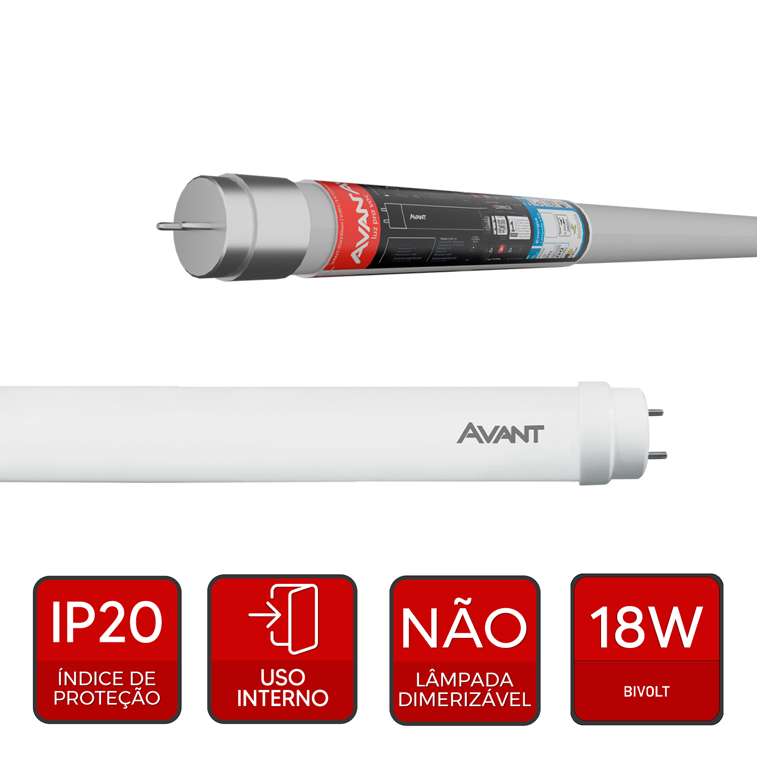Lâmpada Led Tubular de Vidro T5 18w 4000K Branco Neutro Bivolt Branco Avant