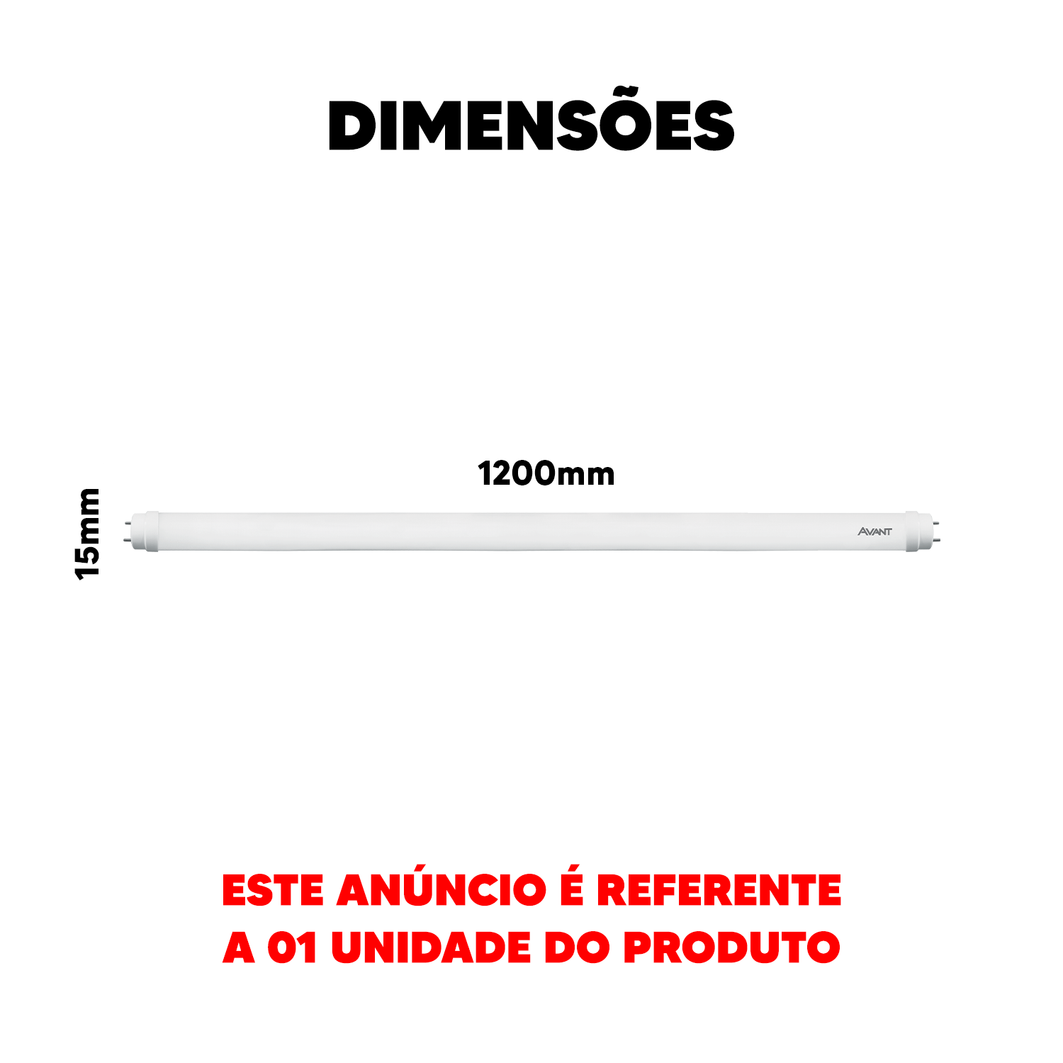 Lâmpada Led Tubular de Vidro T5 18w 6500K Branco Frio Bivolt Branco Avant