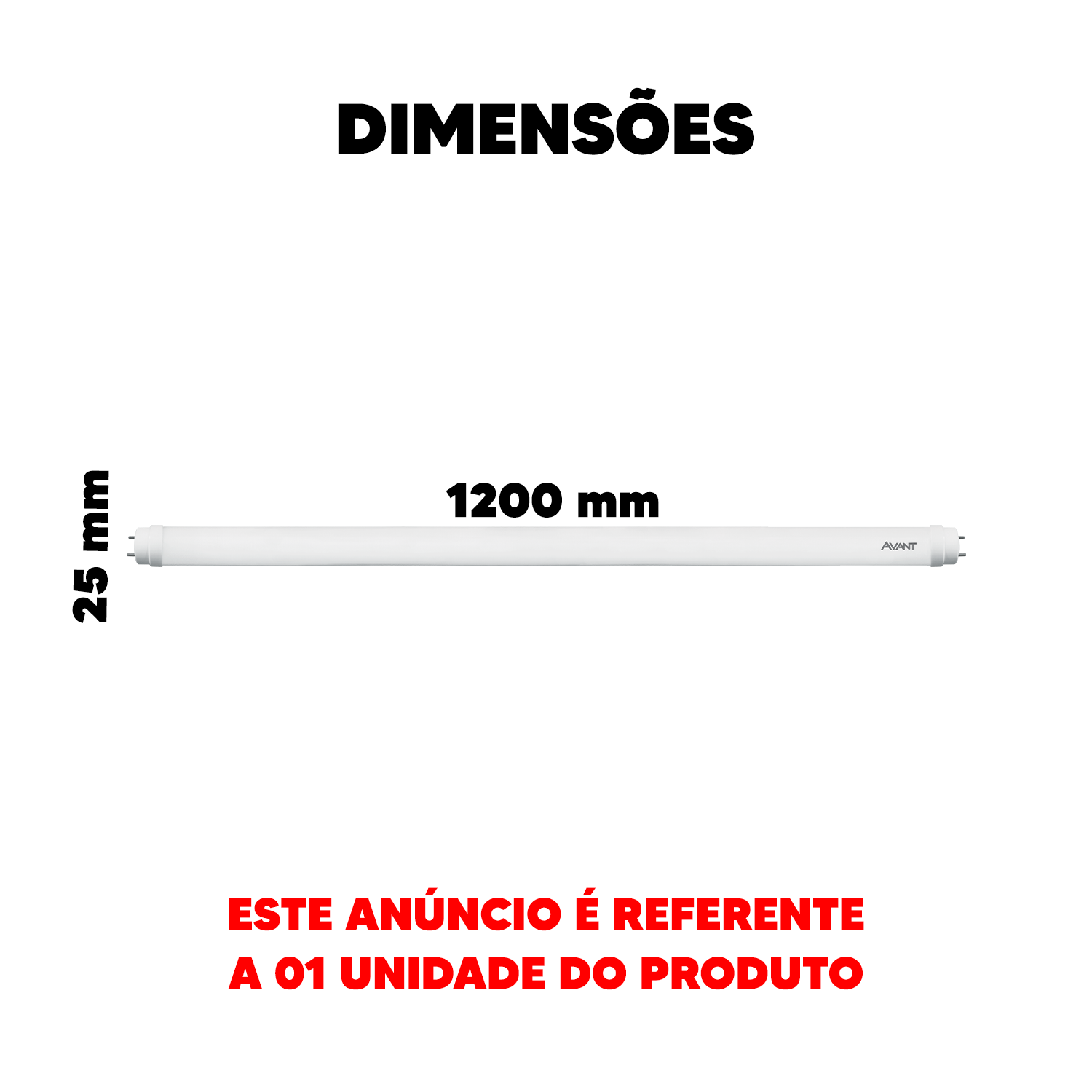 Lampada Led Tubular de Vidro T8 9w 4000K Branco Neutro Bivolt Branco Avant