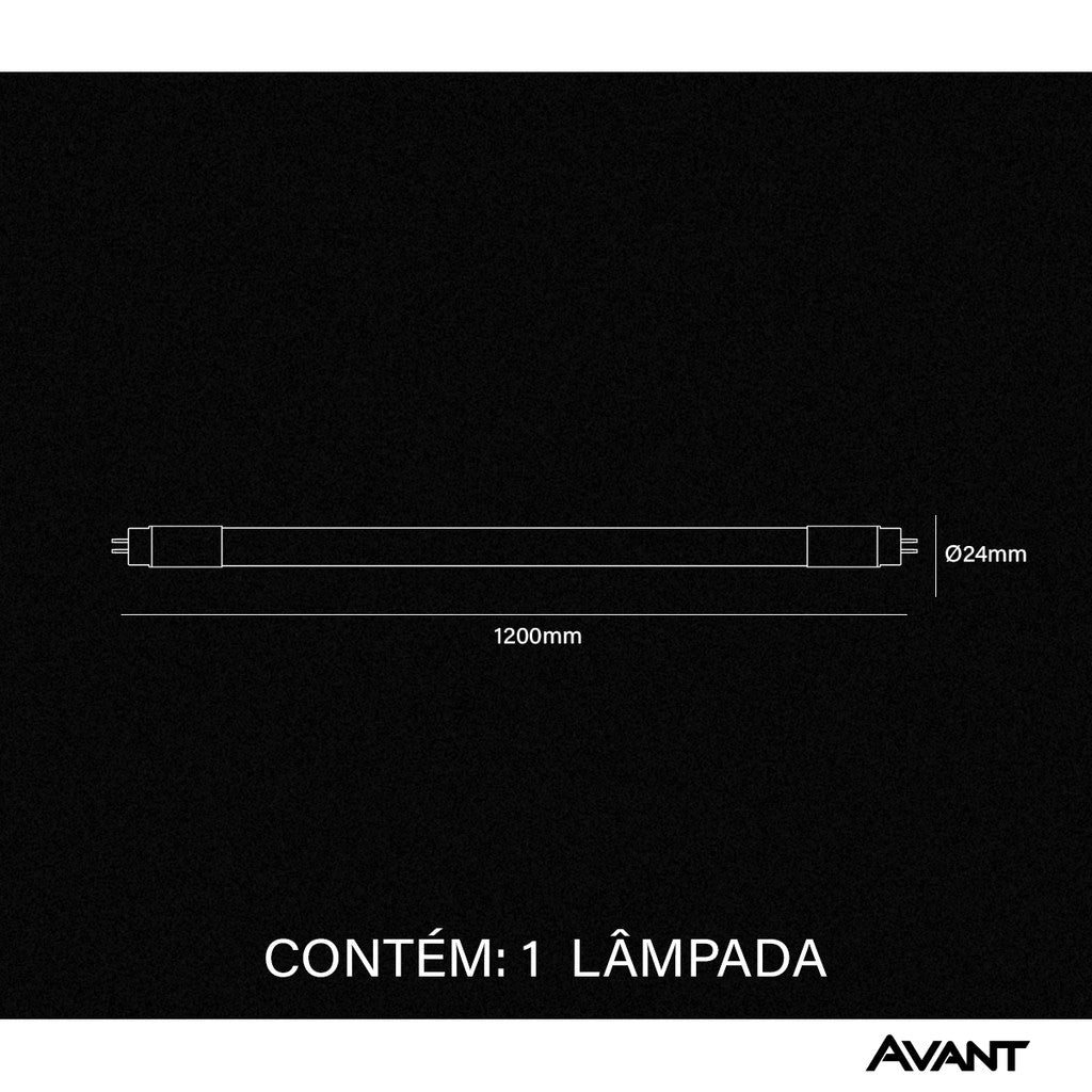 Lâmpada Led Tubular de Vidro T8 18w 4000K Branco Neutro Bivolt Branco Avant