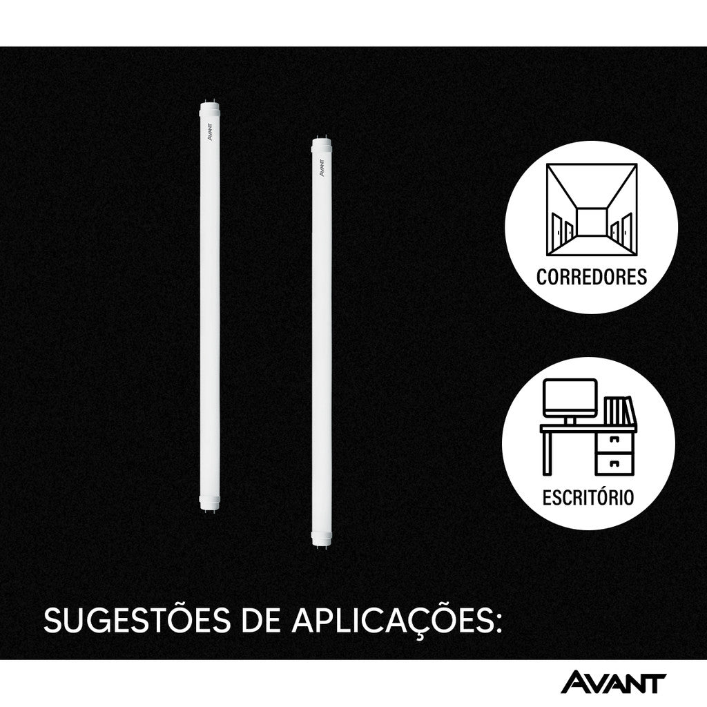 Lâmpada Led Tubular de Vidro T8 18w 4000K Branco Neutro Bivolt Branco Avant
