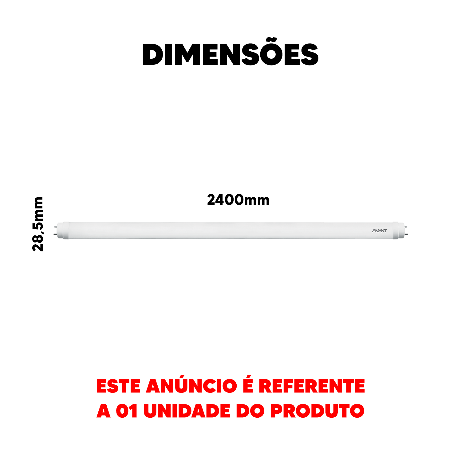 Lampada Led Tubular T8 40w 6500K Branco Frio Bivolt Branco Avant