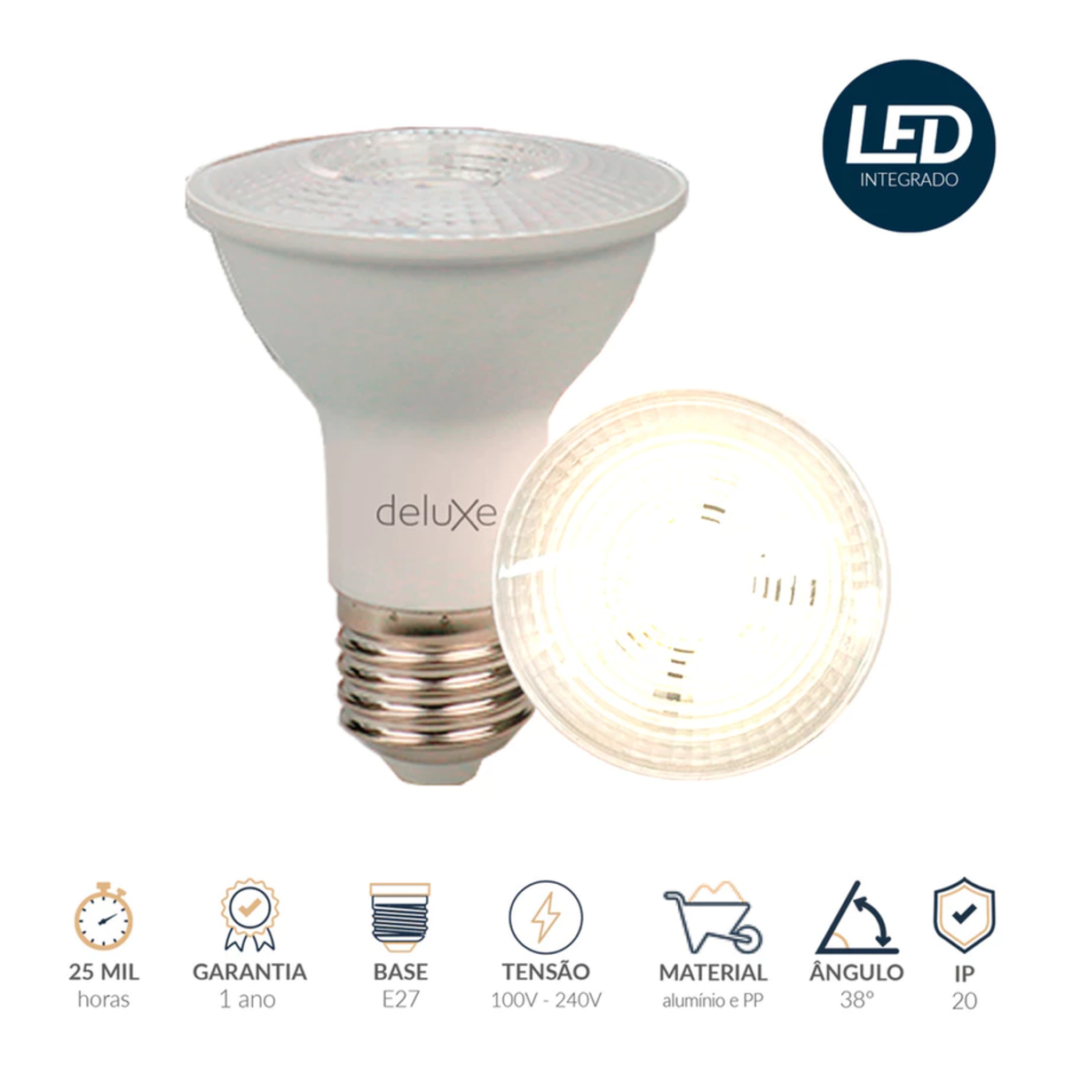 Lâmpada Led Par20 7w 4000k Branco Neutro E27 IP65 Bivolt Branco Avant