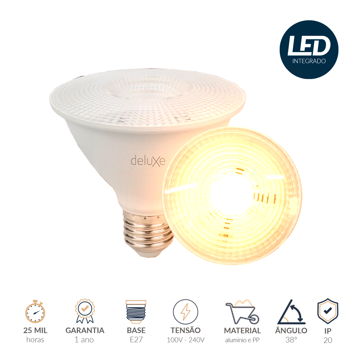 Lâmpada Led Par30 11w 2700k Branco Quente E27 IP20 Bivolt Branco Avant