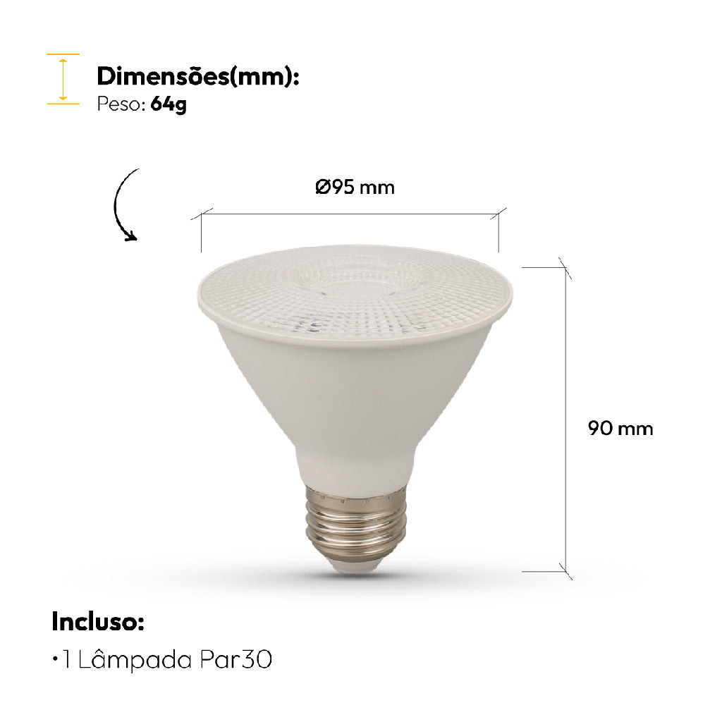 Lâmpada Led Par30 11w 4000k Branco Neutro E27 IP20 Bivolt Branco Avant