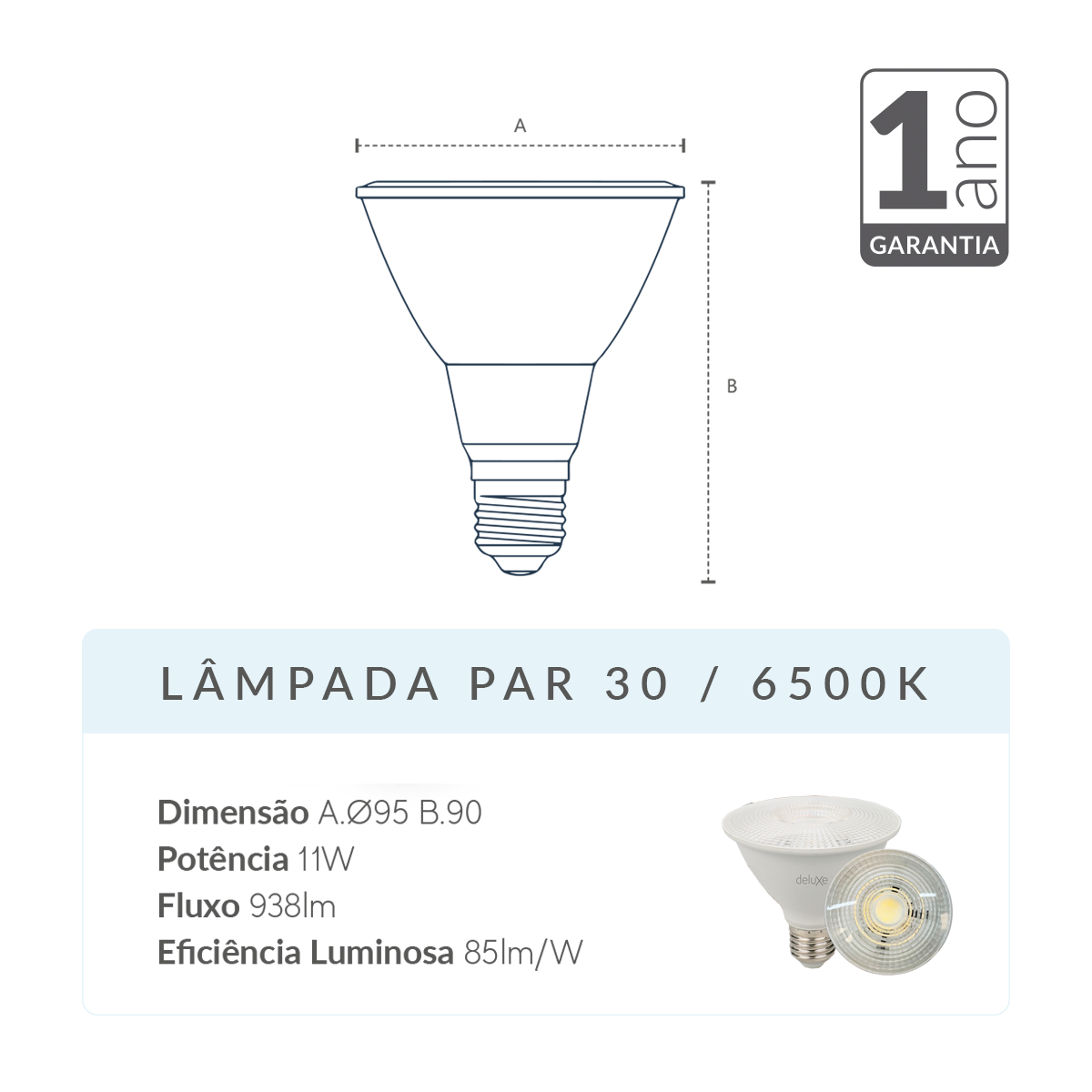 Lâmpada Led Par30 11w 6500k Branco Frio E27 IP20 Bivolt Branco Avant