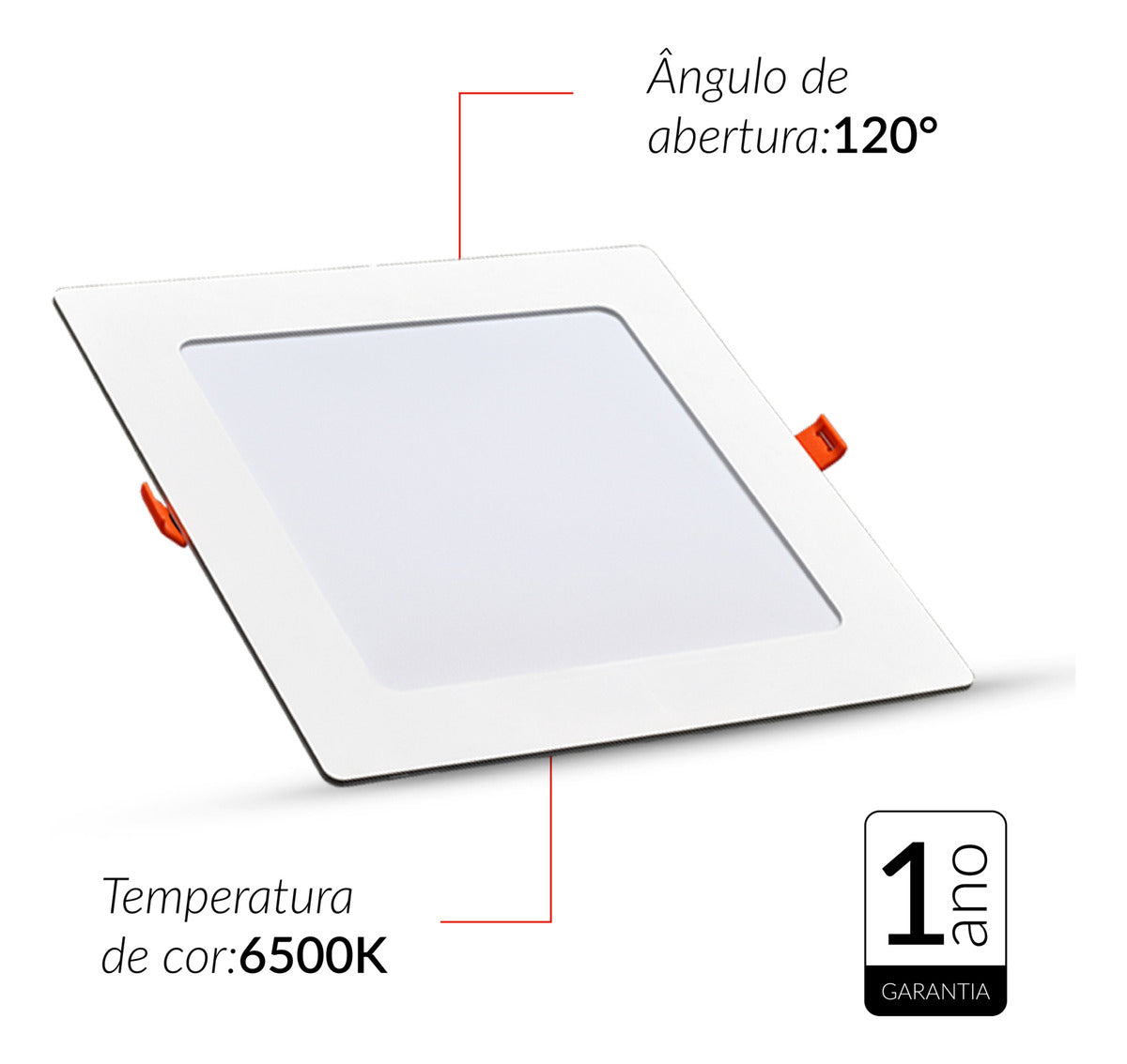 Painel Pop Embutir 18W 6500k Branco Frio Bivolt 21,3cm Quadrado Branco Avant