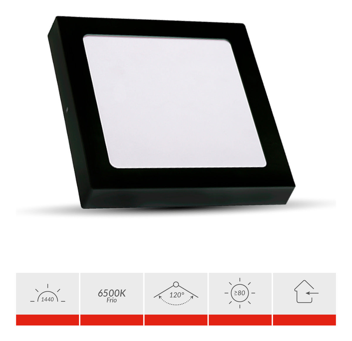 Painel Pop Sobrepor 24W 6500k Branco Frio Bivolt 26,5cm Quadrado Preto Avant