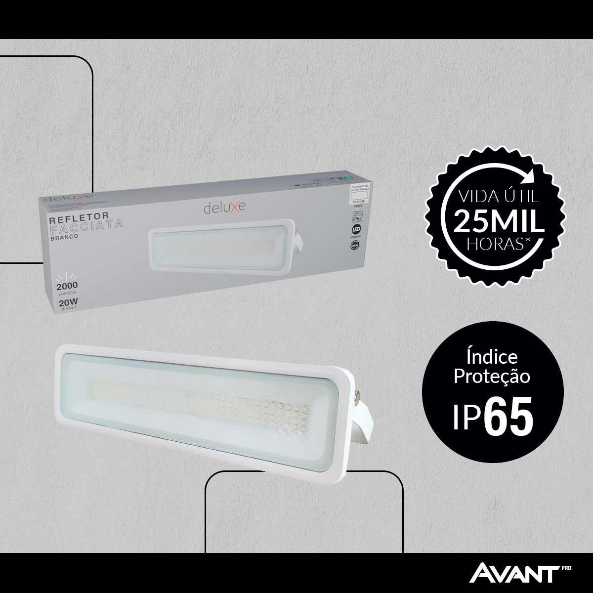 Refletor Led Facciata 20w 6500k Branco Frio Bivolt IP66 Branco Avant Pro