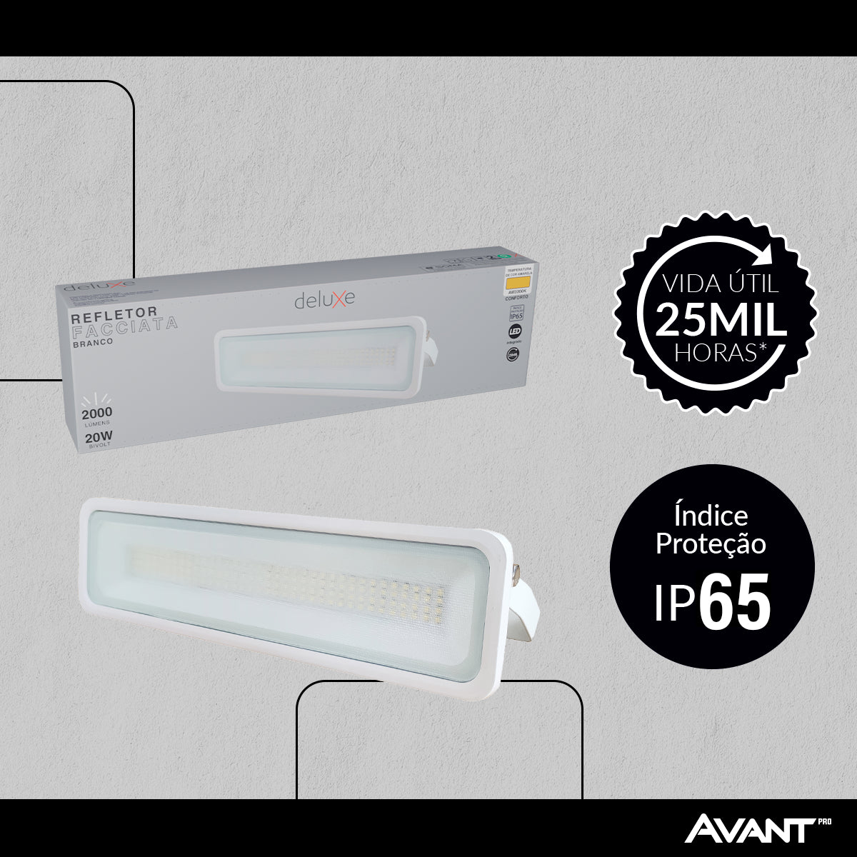 Refletor Led Facciata 20w 4000k Branco Neutro Bivolt IP66 Branco Avant Pro