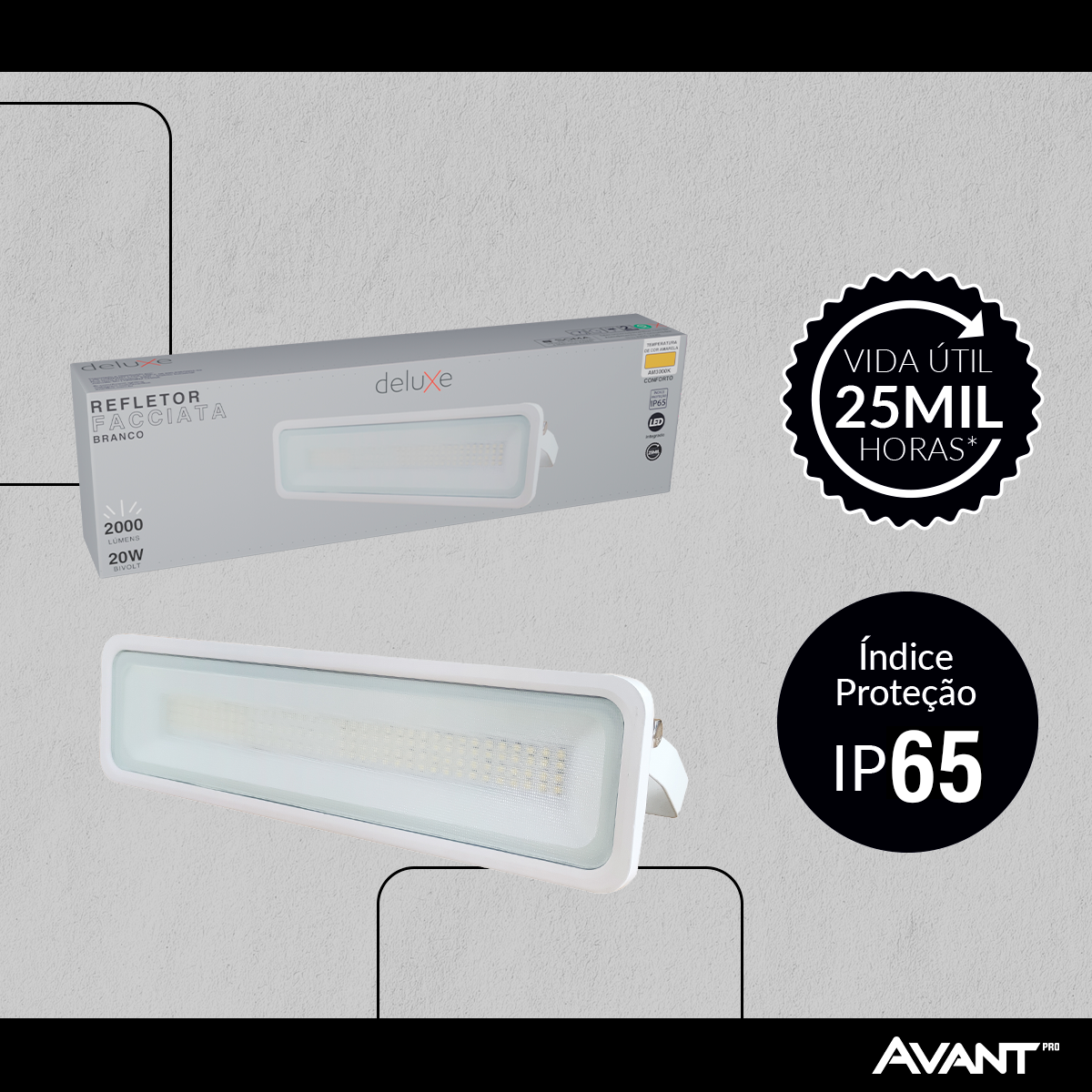 Refletor Led Facciata 20w 3000k Branco Quente Bivolt IP66 Branco Avant Pro