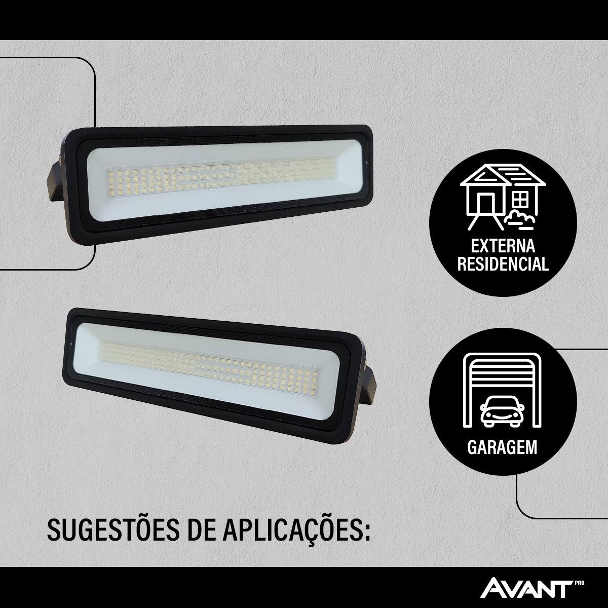 Refletor Led Facciata 20w 6500k Branco Frio Bivolt IP66 Preto Avant Pro