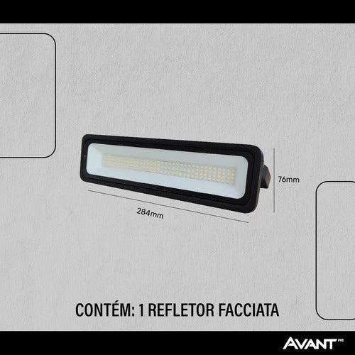 Refletor Led Facciata 20w 3000k Branco Quente Bivolt IP66 Preto Avant Pro