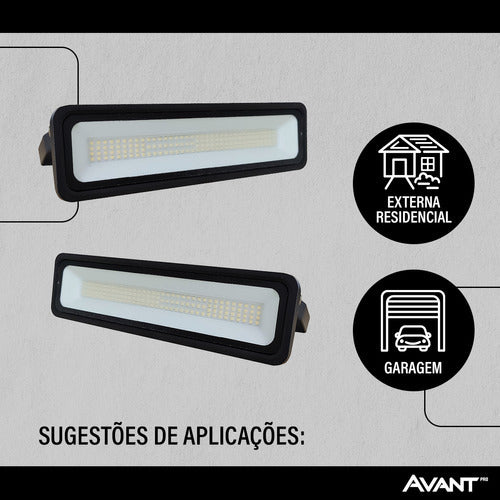 Refletor Led Facciata 20w 3000k Branco Quente Bivolt IP66 Preto Avant Pro