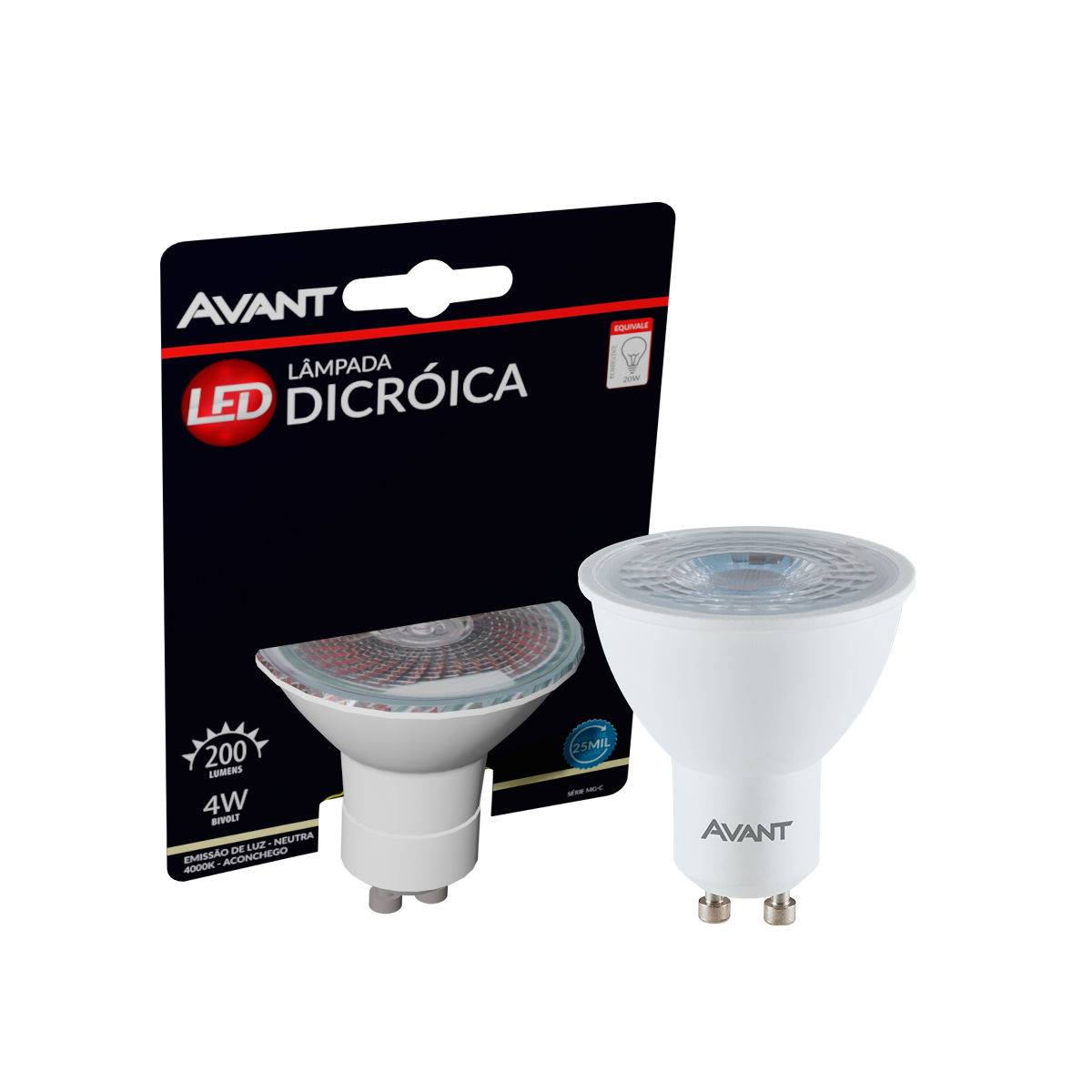 Lâmpada Led Dicróica MR11 4w 4000k Branco Neutro GU10 IP20 Bivolt Branco Avant