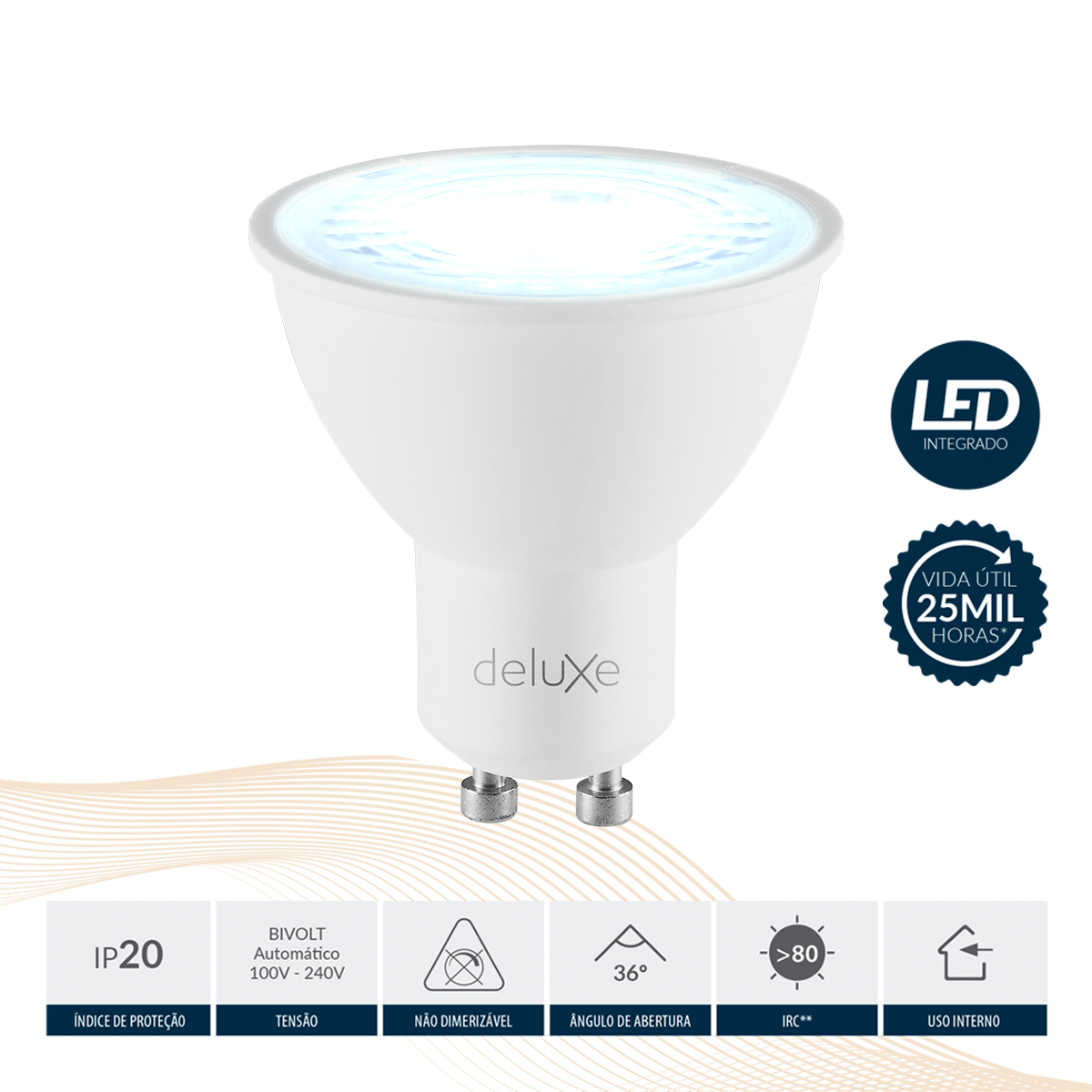 Lâmpada Led Dicróica MR16 8w 6500k Branco Frio GU10 IP20 Bivolt Branco Avant