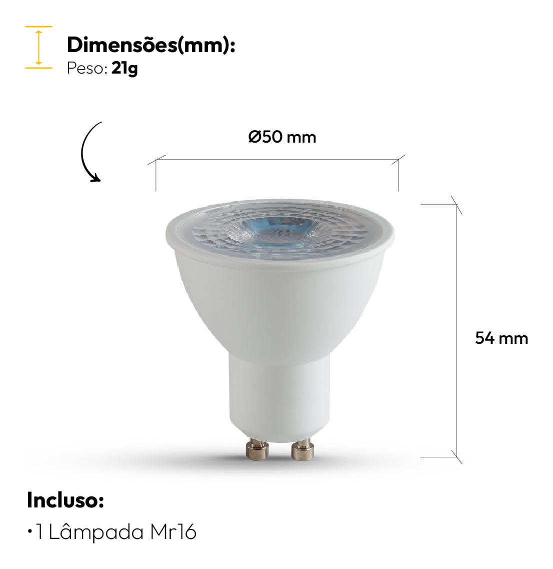 Lampada Led Dicróica Mr16 4,8w 3000k Branco Alut By Avant