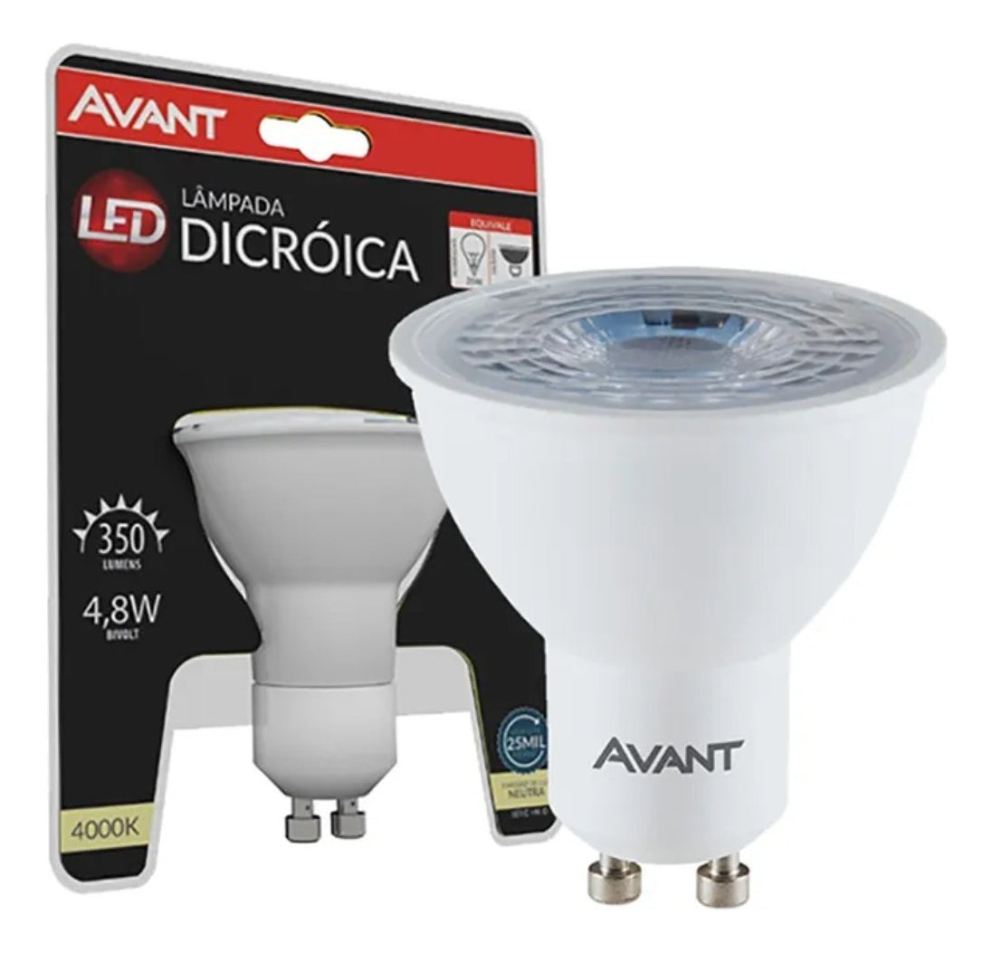 Lampada Led Dicróica MR16 4,8w 4000k Branco Neutro GU10 Bivolt Preto Deluxe