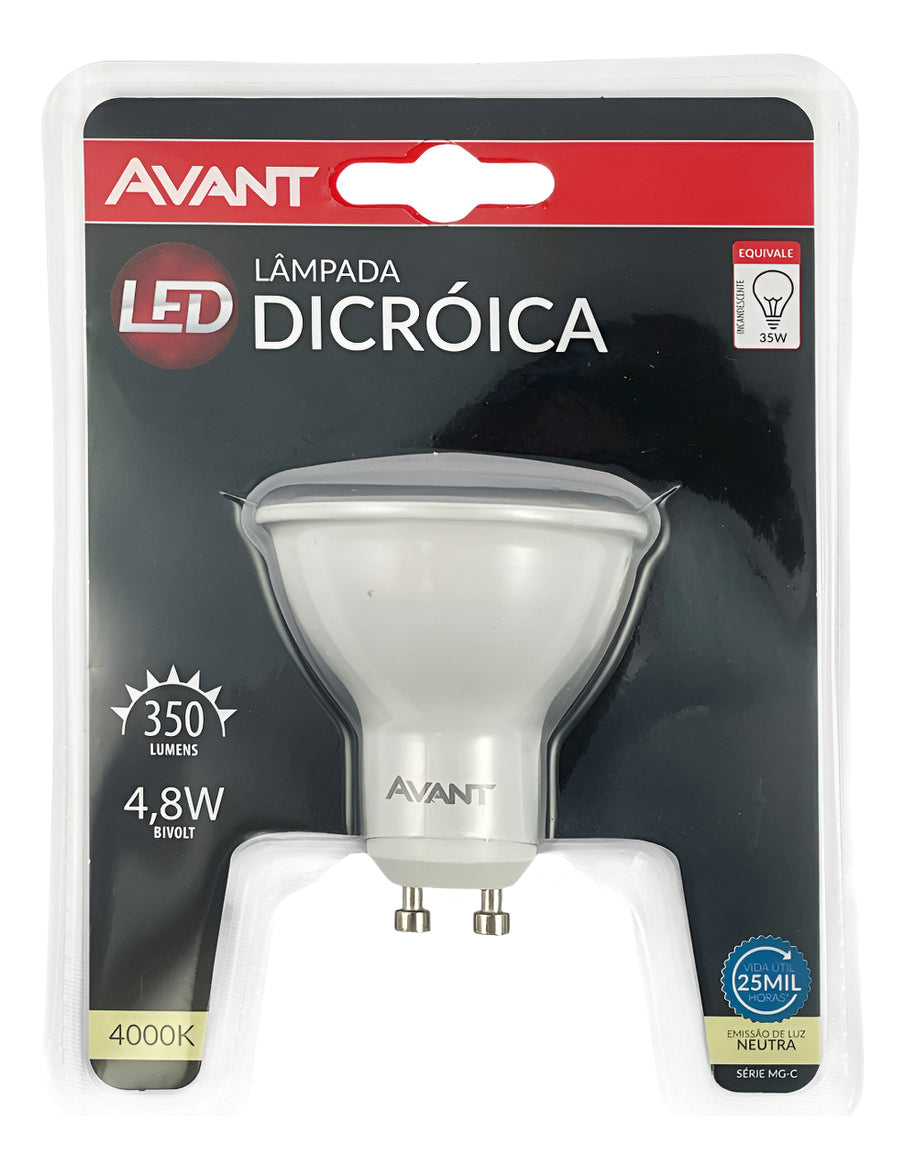 Lampada Led Dicróica MR16 4,8w 4000k Branco Neutro GU10 Bivolt Preto Deluxe