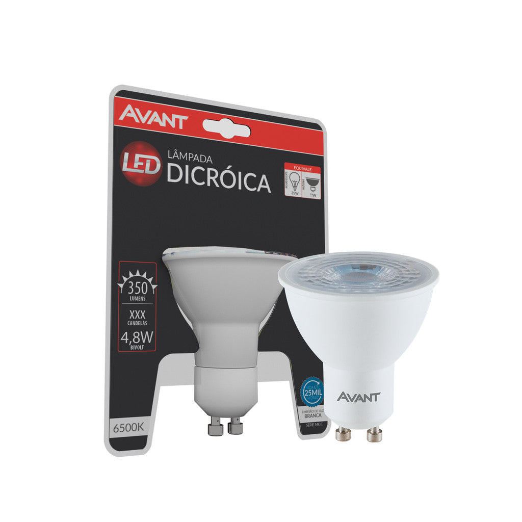 Lampada Led Dicróica MR16 4,8w 350lm 6500K GU10 Branco Avant