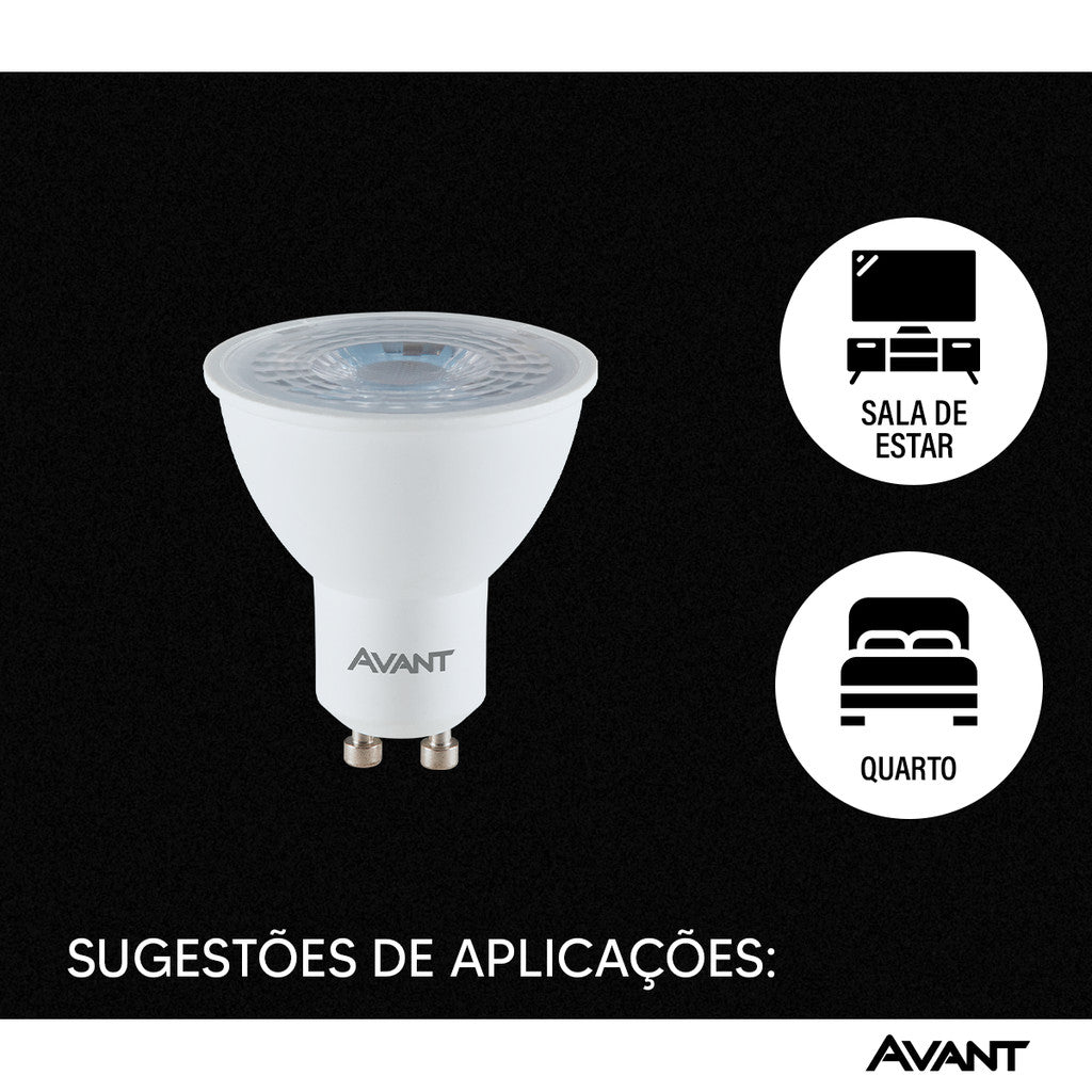 Lampada Led Dicróica MR16 4,8w 350lm 6500K GU10 Branco Avant