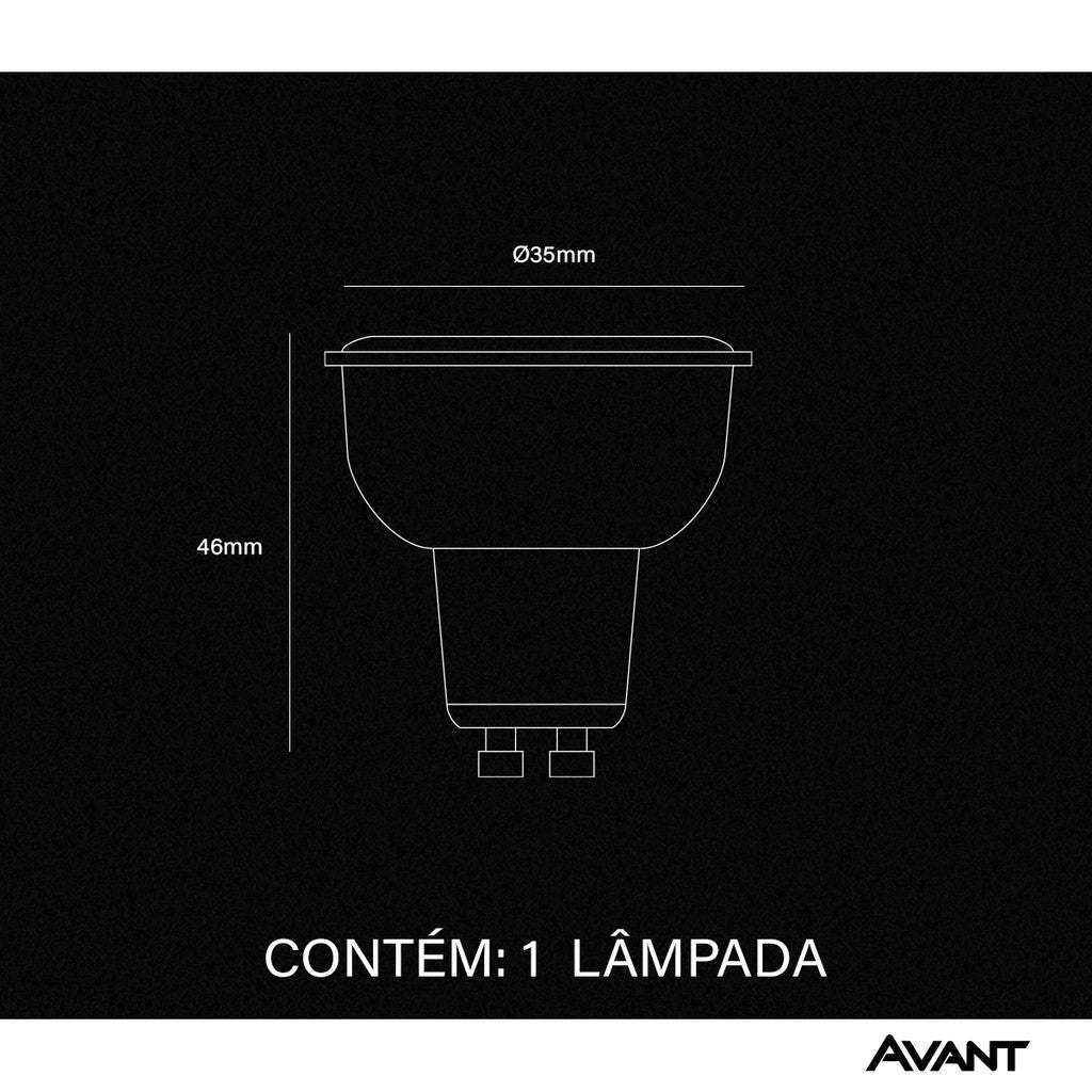Lampada Led Dicróica MR16 4,8w 350lm 6500K GU10 Branco Avant
