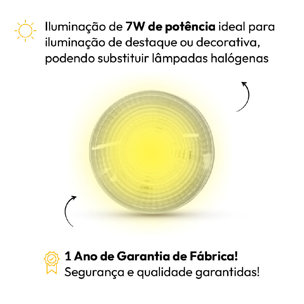 Lampada Led Par20 7w 3000k Branco Quente E27 Bivolt Branco Deluxe