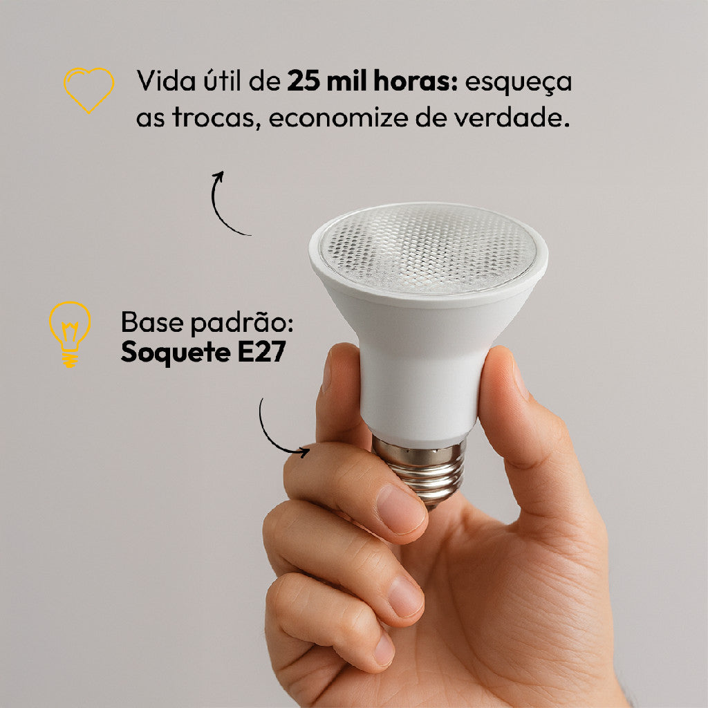 Lampada Led Par20 7w 3000k Branco Quente E27 Bivolt Branco Deluxe