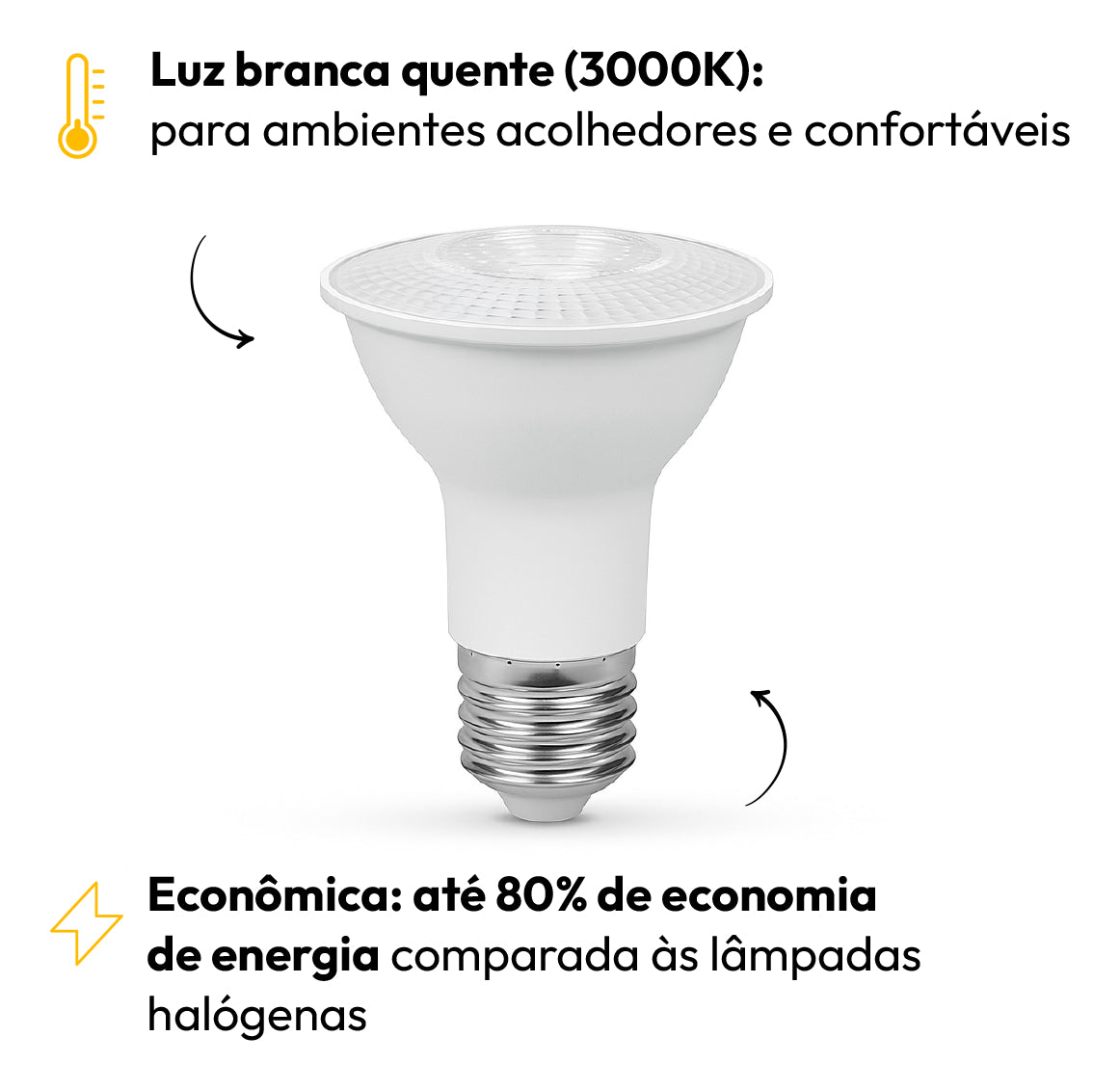 Lampada Led Par20 7w 3000k Branco Quente E27 Bivolt Branco Deluxe