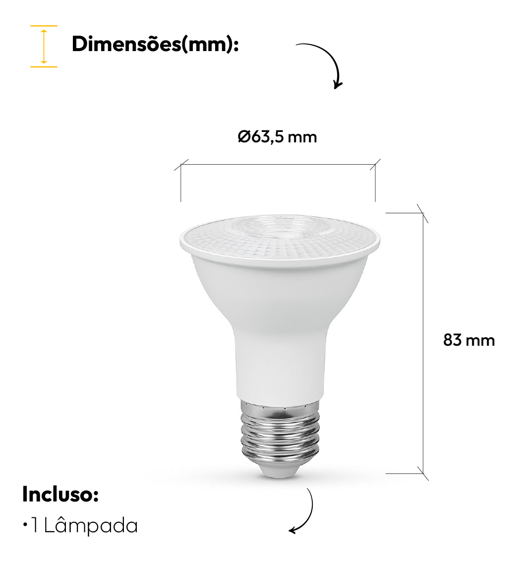 Lampada Led Par20 7w 3000k Branco Quente E27 Bivolt Branco Deluxe
