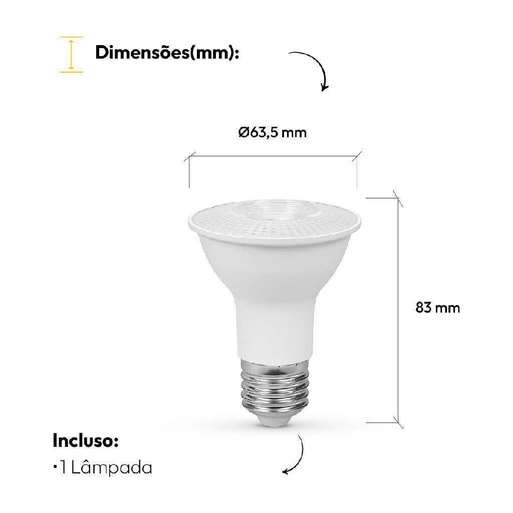 Lampada Led Par20 7w 3000k Branco Quente E27 Bivolt Branco Deluxe