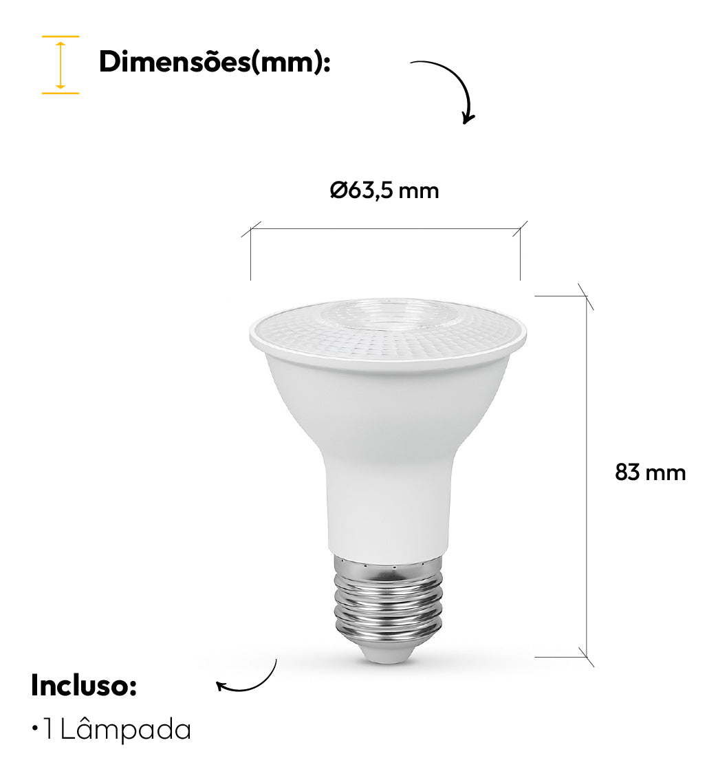 Lampada Led Par20 7w 4000k Branco Neutro E27 110v/220v Branco Cod: 919080876 Deluxe By Avant