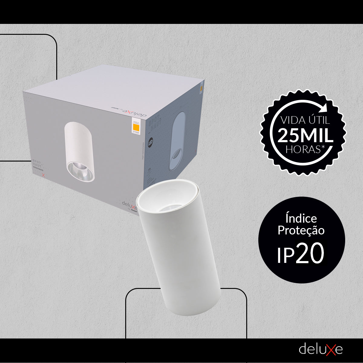 Spot Led Haut Redondo 12w 2700k Branco Quente  IP20 Bivolt Branco Avant