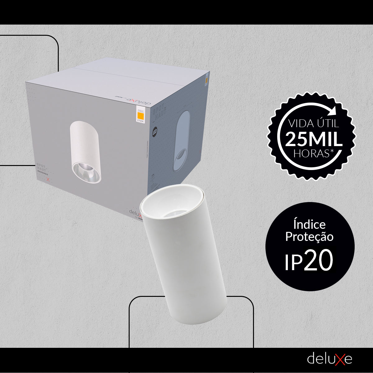 Spot Led Haut Redondo 20w 2700k Branco Quente IP20 Bivolt Branco Avant