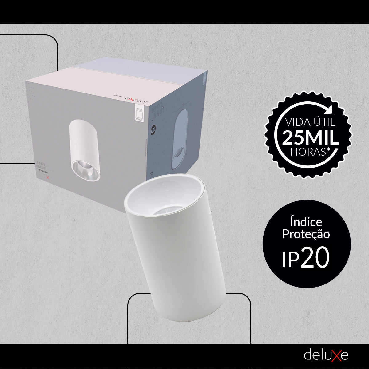 Spot Led Haut Redondo 20w 6500k Branco Frio IP20 Bivolt Branco Avant