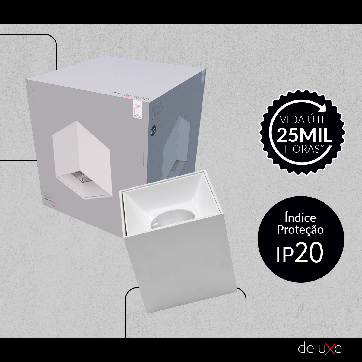 Spot Led Haut Quadrado 12w 6500k Branco Frio Bivolt Quadrado Branco Avant