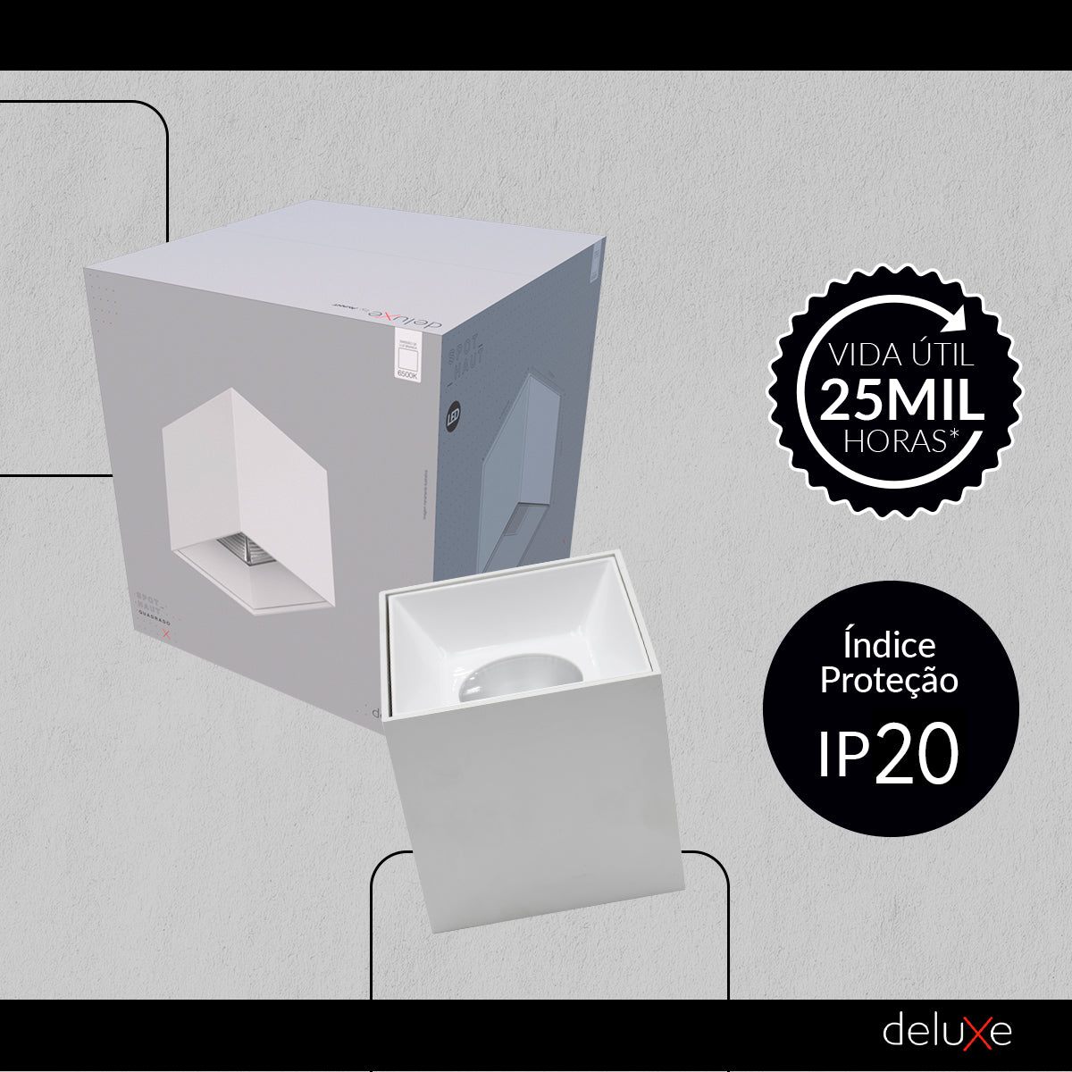 Spot Led Haut Quadrado 20w 6500k Branco Frio Bivolt Quadrado Branco Avant