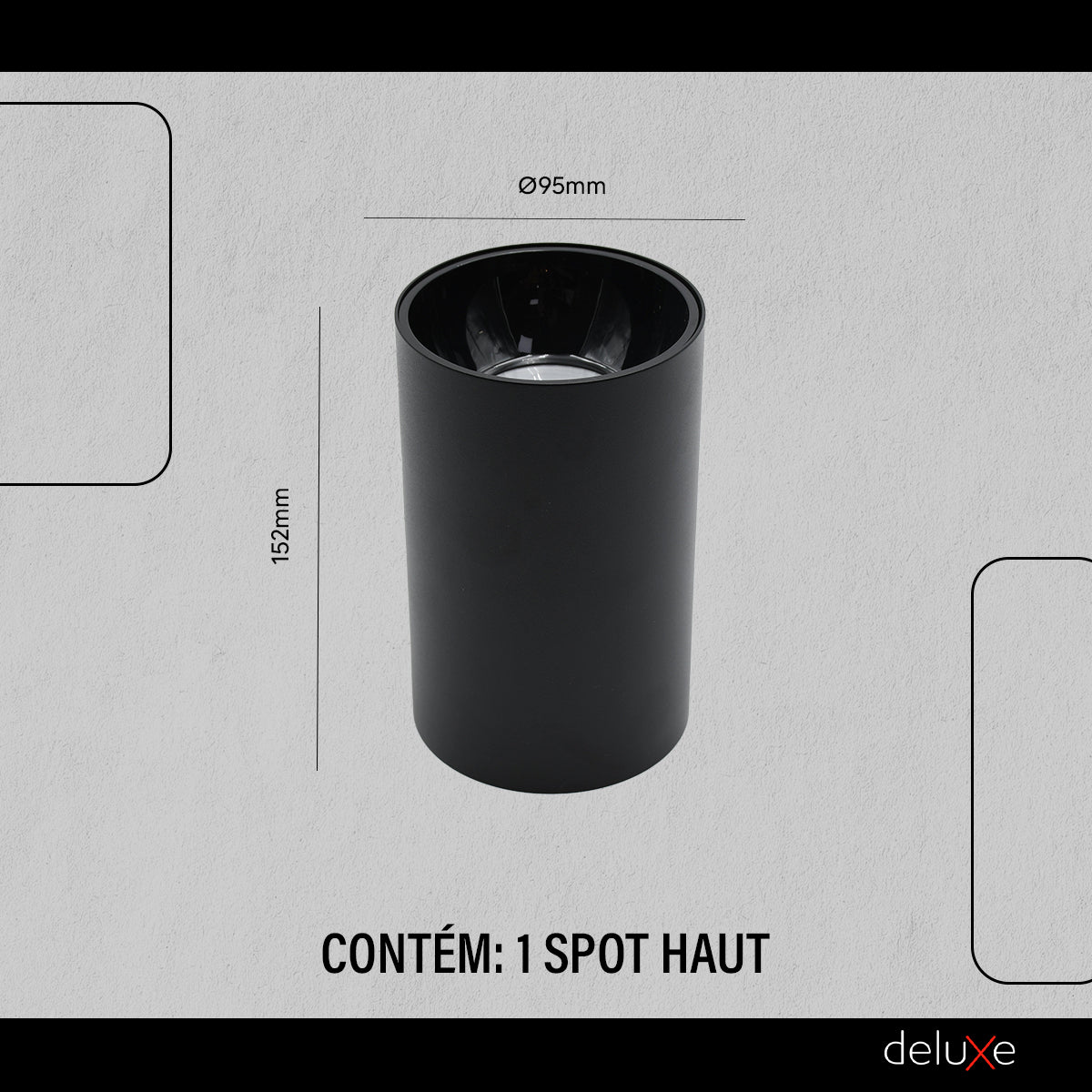 Spot Led Haut Redondo 20w 2700k Branco Quente IP20 Bivolt Preto Avant