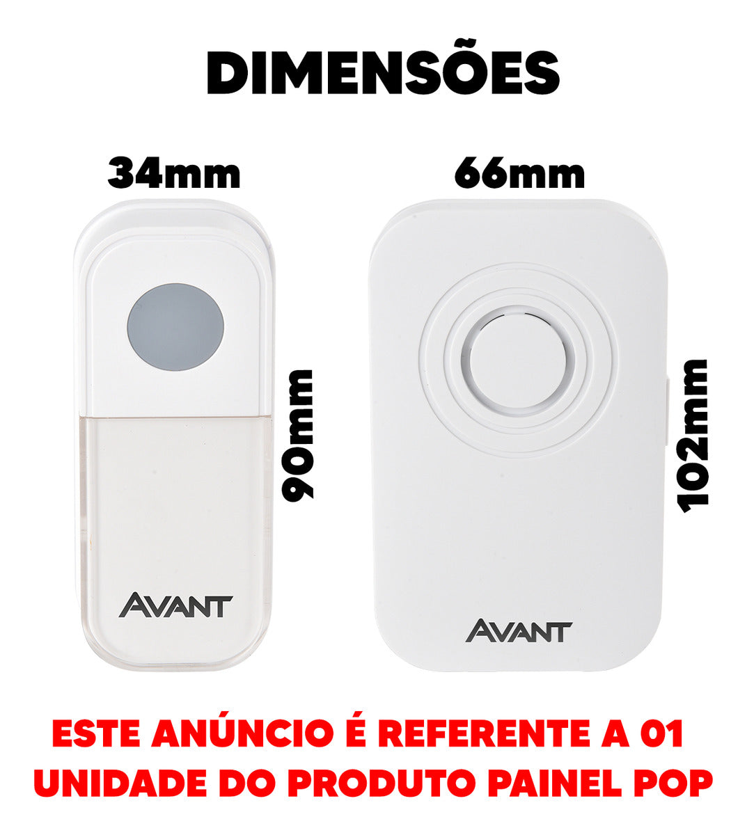 Campainha Digital Sem Fio Tomada Bivolt IP20 Branco Avant