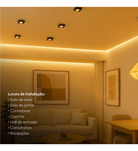 Spot Led Authentic Quadrado 5w 2700k Branco Quente IP20 BIvolt Preto Avant