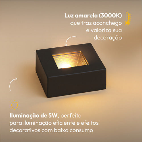 Spot Led Authentic Quadrado 5w 2700k Branco Quente IP20 BIvolt Preto Avant