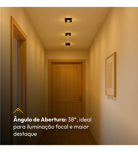 Spot Led Authentic Quadrado 5w 2700k Branco Quente IP20 BIvolt Preto Avant