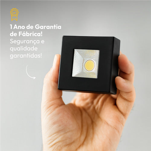Spot Led Authentic Quadrado 5w 2700k Branco Quente IP20 BIvolt Preto Avant