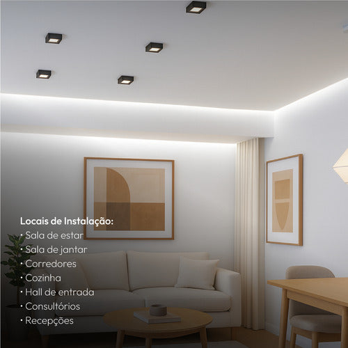 Spot Led Authentic Quadrado 5w 4000k Branco Neutro IP20 BIvolt Preto Avant