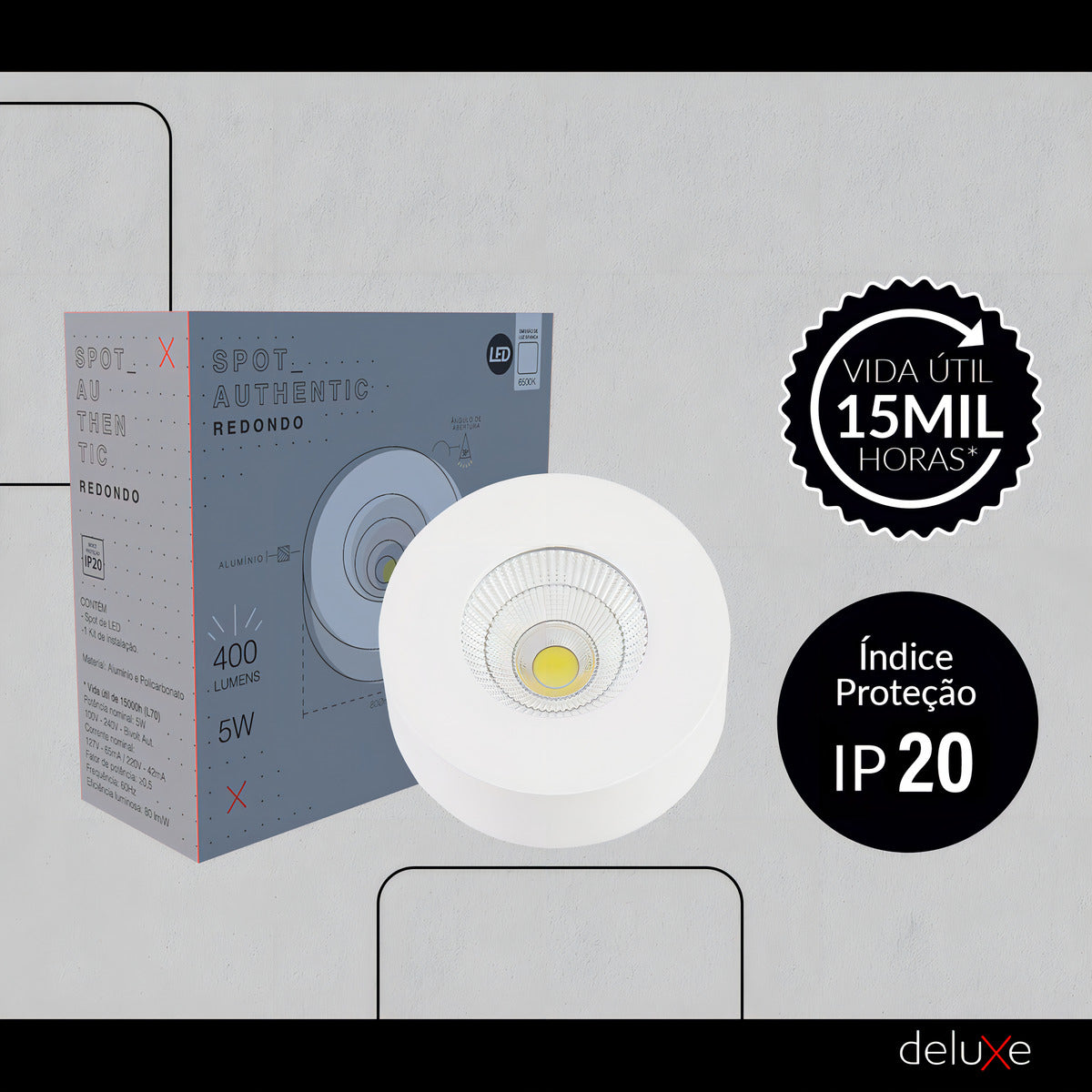 Spot Led Authentic Redondo 5w 4000k Branco Neutro IP20 BIvolt Branco Avant