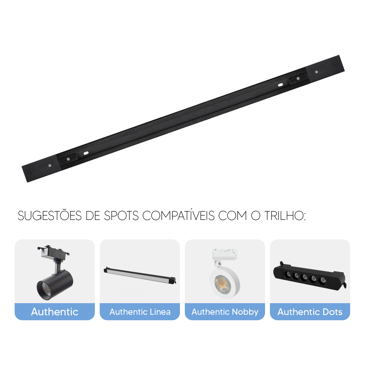 Trilho Eletrificado Authentic 1 Metro IP20 Bivolt Preto Avant